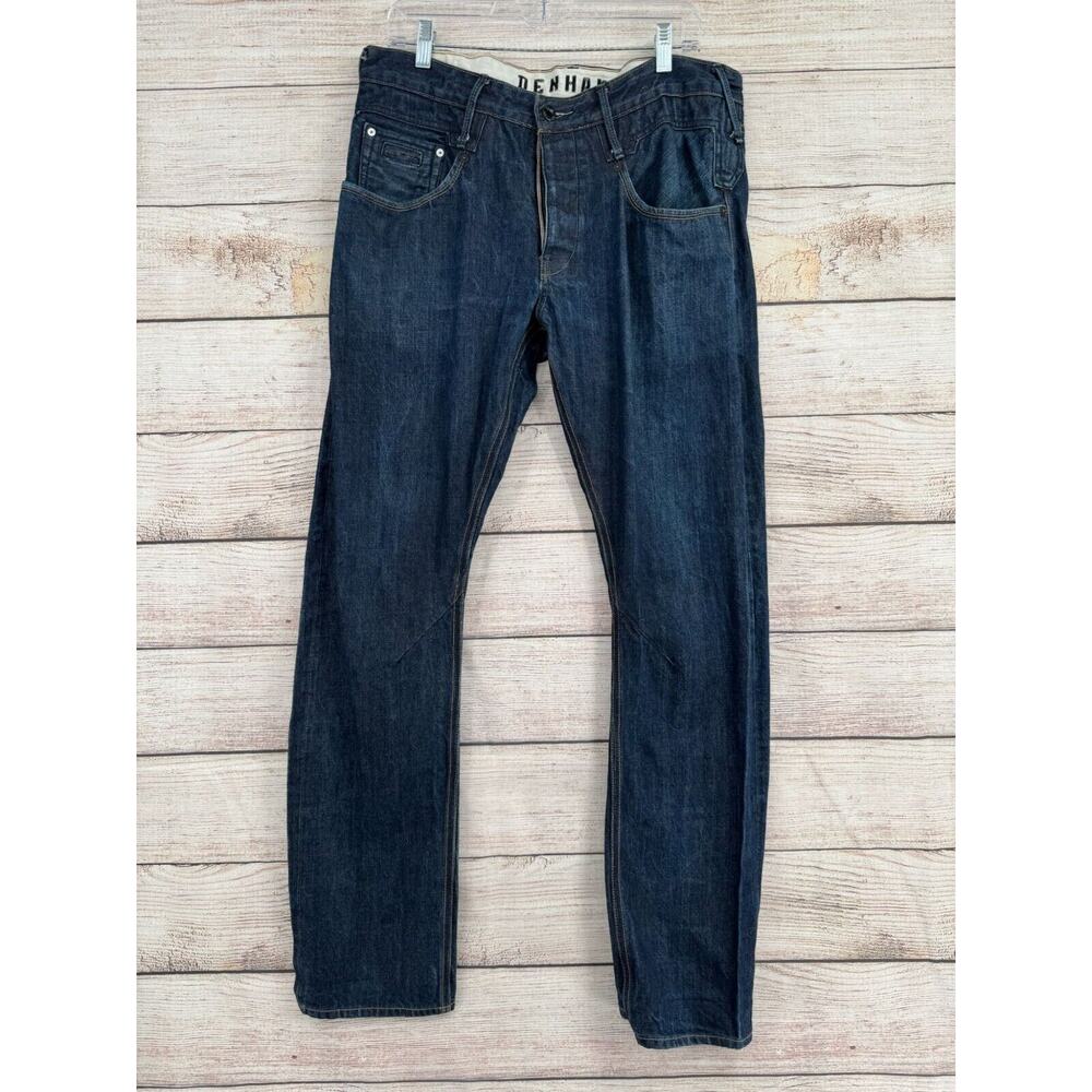 Denham Skin Skinny Fit Selvedge Jeans Men's Size 34x34 Blue Dark Wash Denim